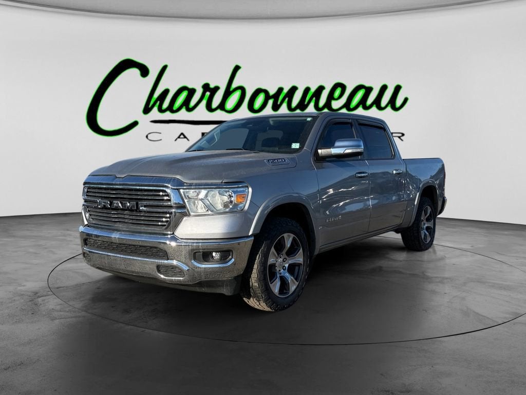 2022 RAM 1500 Laramie in Grey — front three-quarter view