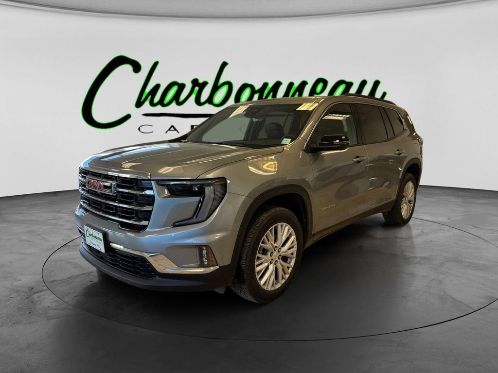 2026 GMC Acadia Elevation in Sterling Metallic — front three-quarter view