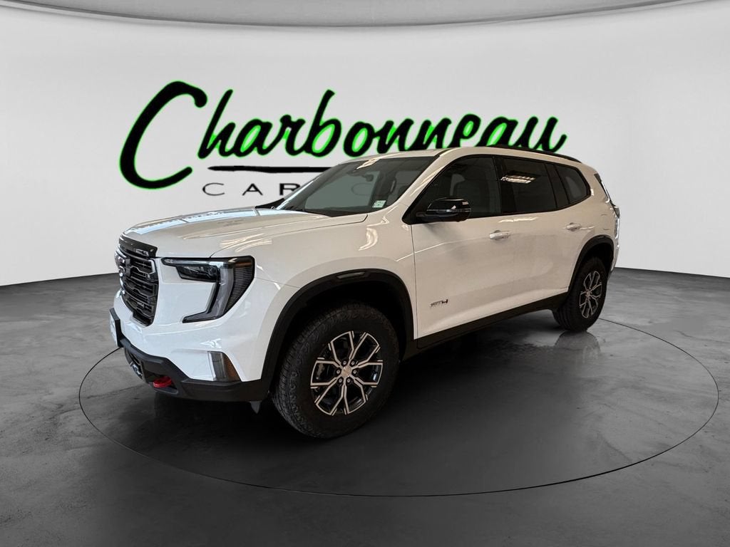 2026 GMC Acadia AT4 in Summit White — front three-quarter view