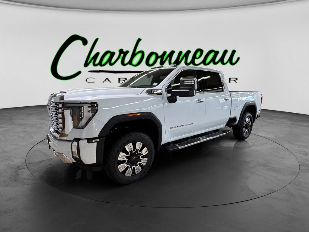 2026 GMC Sierra 2500 HD Denali in Glacier White Tricoat — front three-quarter view