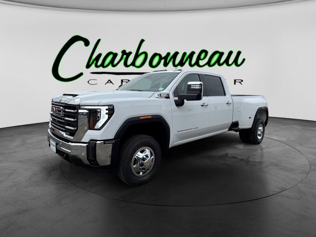 2026 GMC Sierra 3500 HD SLT DRW in Summit White — front three-quarter view