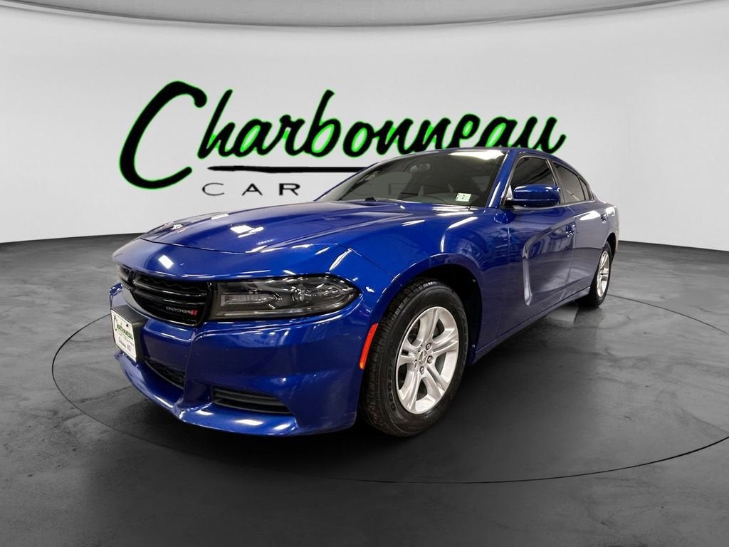 2020 Dodge Charger SXT in Blue — front three-quarter view