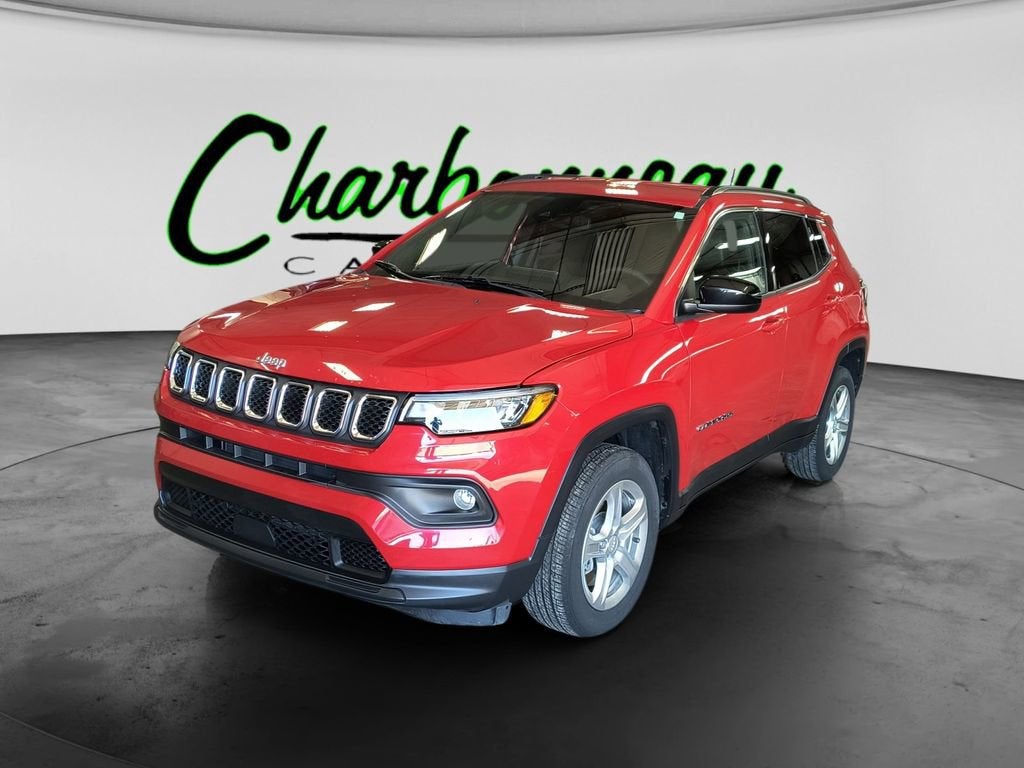 2024 Jeep Compass Latitude in Red — front three-quarter view