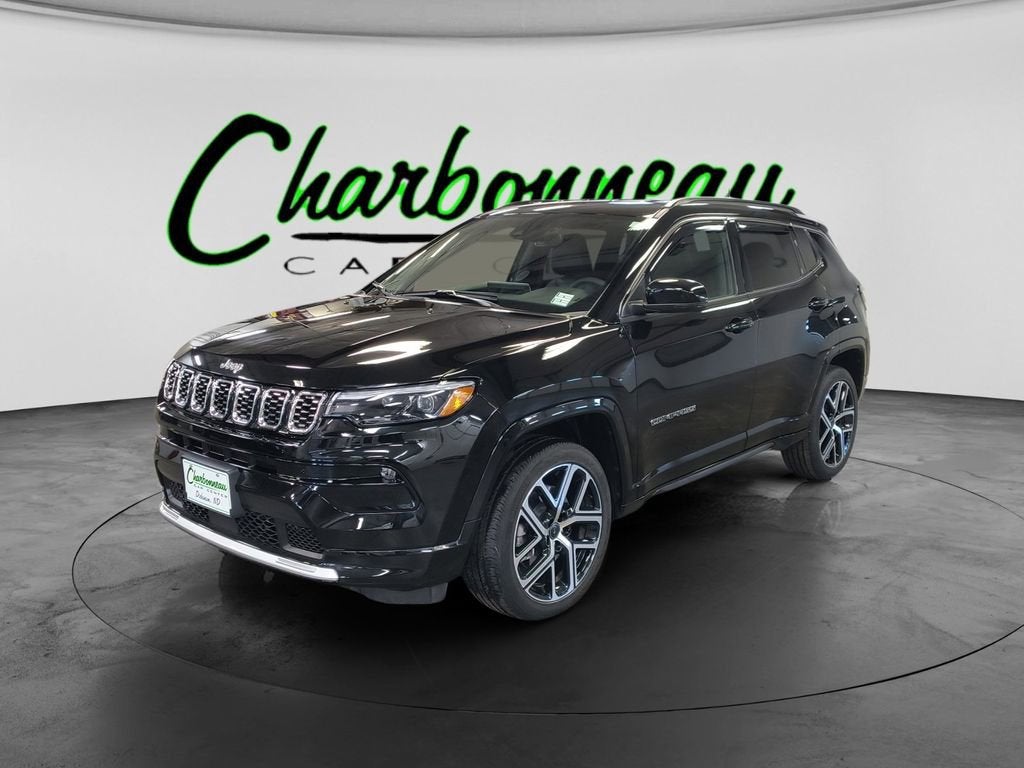 2025 Jeep Compass Limited in Black — front three-quarter view