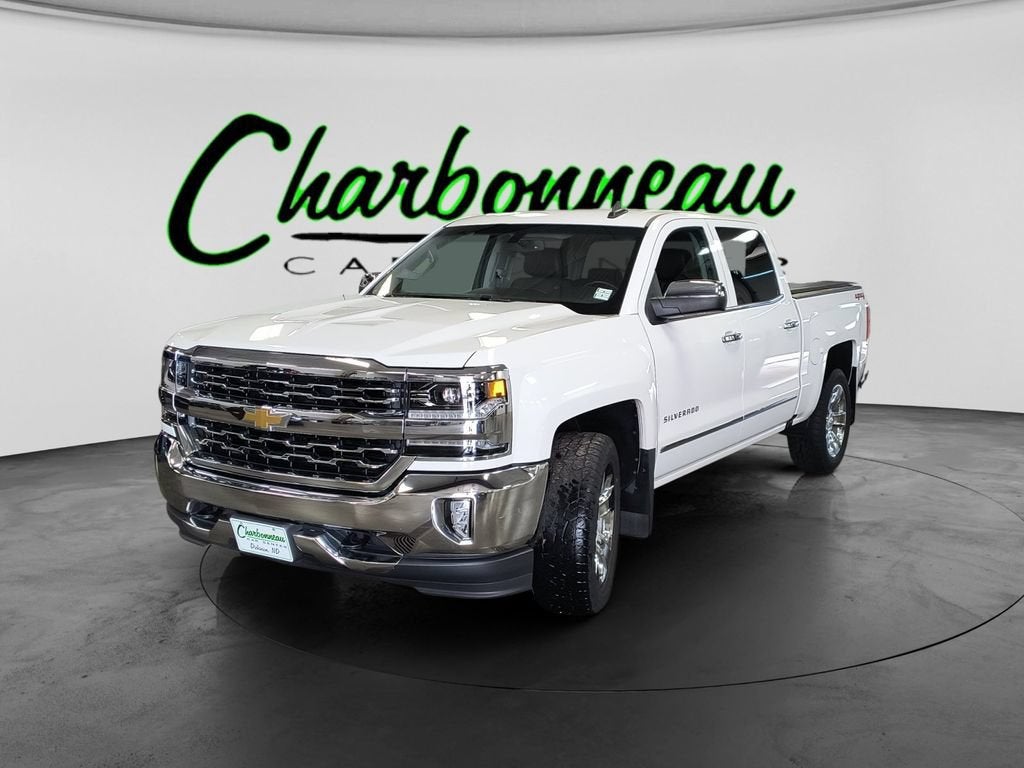 2018 Chevrolet Silverado 1500 LTZ in Summit White — front three-quarter view
