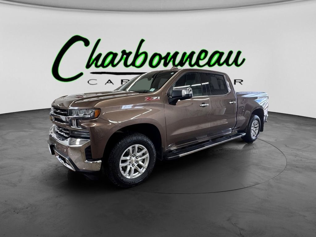 2019 Chevrolet Silverado 1500 LTZ in Oakwood Metallic — front three-quarter view