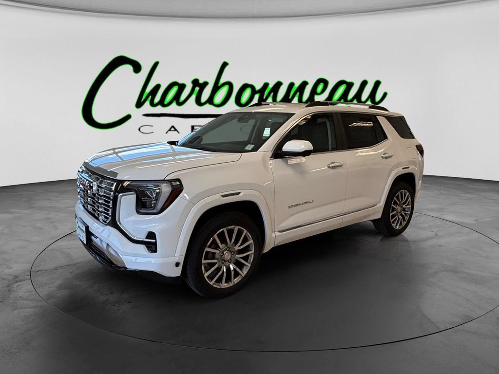 2027 GMC Terrain AWD Denali in Summit White — front three-quarter view